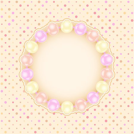 simsearch:400-06557550,k - Greeting Wedding Pastel Card with Pearls. Vector Invitation Frame Stock Photo - Budget Royalty-Free & Subscription, Code: 400-07464478