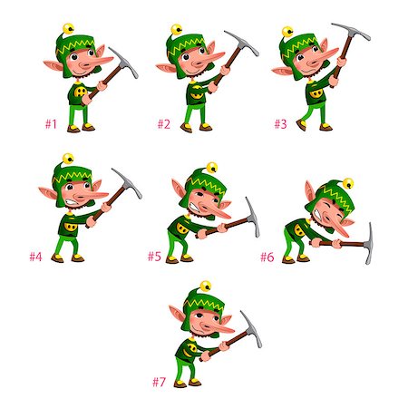 simsearch:400-07632250,k - Animation of Dwarf digging. Seven frames, in loop. Vector cartoon isolated character/frames. Stock Photo - Budget Royalty-Free & Subscription, Code: 400-07464604