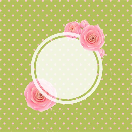 Pink Rose Label And Green Background, With Gradient Mesh, Vector Illustration Foto de stock - Super Valor sin royalties y Suscripción, Código: 400-07464638