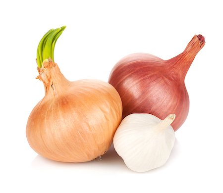 simsearch:400-04134733,k - Fresh ripe onion and garlic. Isolated on white background Foto de stock - Royalty-Free Super Valor e Assinatura, Número: 400-07465302