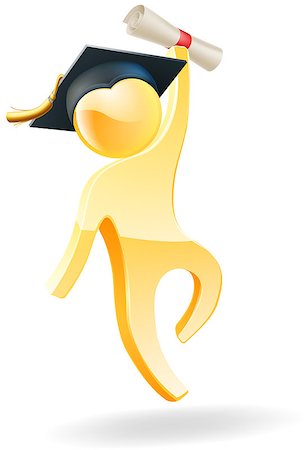 people graduation jump - Graduation person jumping for joy with their diploma or certificate after their convocation Stock Photo - Budget Royalty-Free & Subscription, Code: 400-07465464