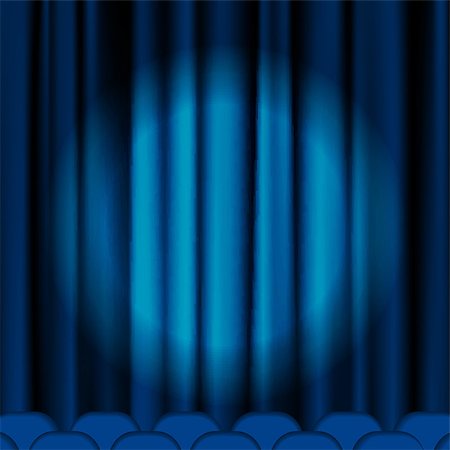 stage floodlight - Blue curtains to theater stage. Mesh.EPS10.This file contains transparency. Stock Photo - Budget Royalty-Free & Subscription, Code: 400-07465477