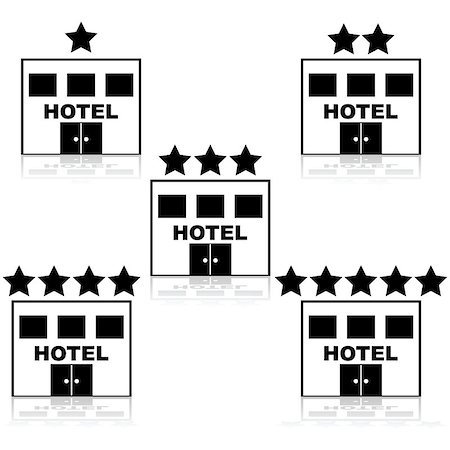 stopover - Icons of a hotel building with different star ratings on top of them Foto de stock - Super Valor sin royalties y Suscripción, Código: 400-07465689