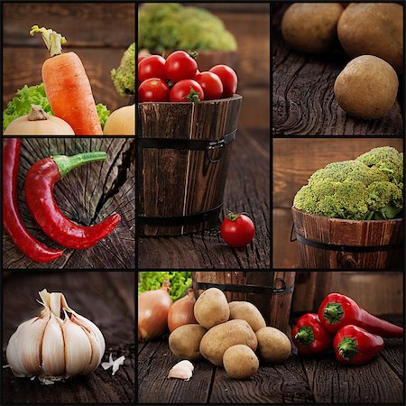 Restaurant series. Collage of fresh organic vegetables.  Food background Stock Photo - Budget Royalty-Free & Subscription, Code: 400-07465812