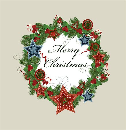 simsearch:400-07246701,k - Christmas wreath. Vector Stock Photo - Budget Royalty-Free & Subscription, Code: 400-07465976