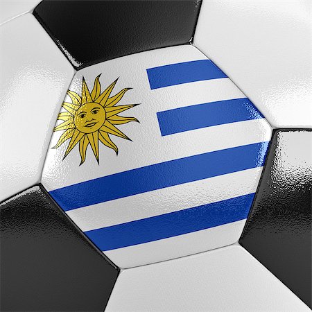 simsearch:400-07466044,k - Close up view of a soccer ball with the Uruguayan flag on it Stockbilder - Microstock & Abonnement, Bildnummer: 400-07466027