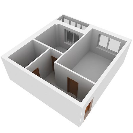 simsearch:400-07466067,k - 3d apartment plan. Isolated render on a white background Stock Photo - Budget Royalty-Free & Subscription, Code: 400-07466067