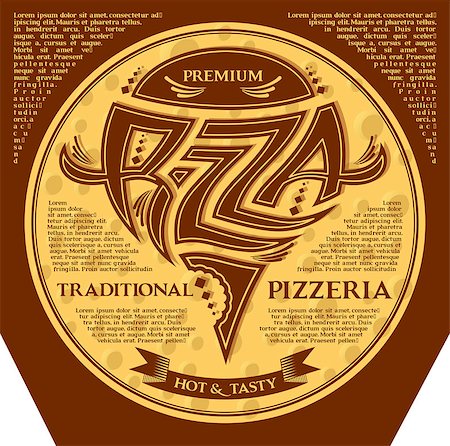 packing box for pizza with inscriptions and emblem Foto de stock - Super Valor sin royalties y Suscripción, Código: 400-07466088