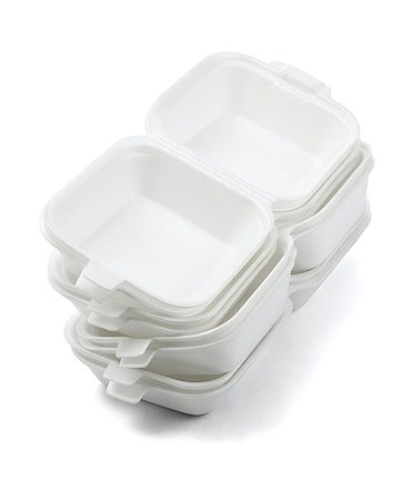 polystyrène - Stack of Open Styrofoam Boxes on White Background Foto de stock - Super Valor sin royalties y Suscripción, Código: 400-07461474