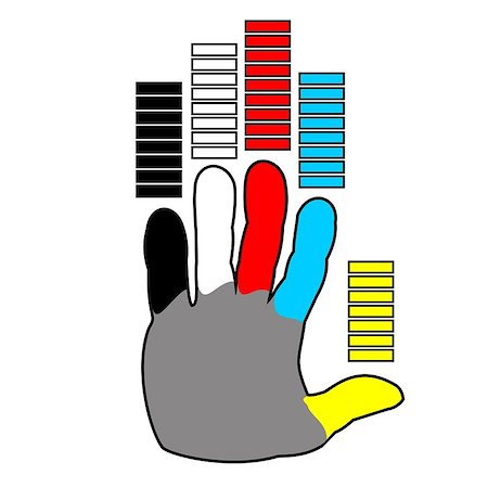 simsearch:400-07254534,k - hand with colored fingers in primary colors vector Foto de stock - Super Valor sin royalties y Suscripción, Código: 400-07461479