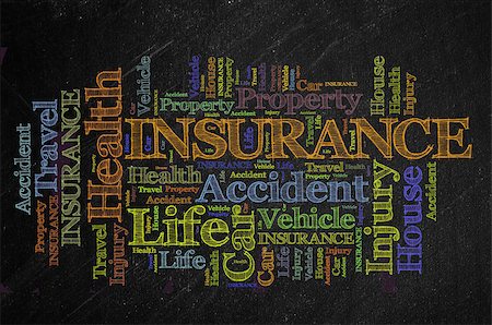 simsearch:400-08955759,k - word cloud of Insurance  and other releated words on blackboard Photographie de stock - Aubaine LD & Abonnement, Code: 400-07461568