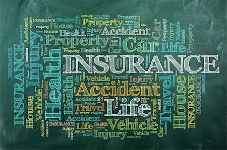 simsearch:400-08955759,k - word cloud of Insurance  and other releated words on green  blackboard Photographie de stock - Aubaine LD & Abonnement, Code: 400-07461569