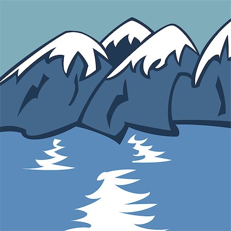 simsearch:400-08283887,k - Landscape with blue mountains near lake (vector) Photographie de stock - Aubaine LD & Abonnement, Code: 400-07461674