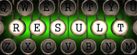 simsearch:400-07461852,k - Result Concept on Old Typewriter's Keys on Green Background. Foto de stock - Royalty-Free Super Valor e Assinatura, Número: 400-07461795