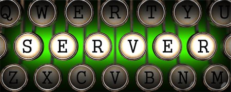 simsearch:400-09009993,k - Server on Old Typewriter's Keys on Blue Background. Foto de stock - Super Valor sin royalties y Suscripción, Código: 400-07461829