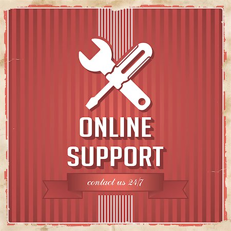 photography setup - Online Support with Icon of Crossed Screwdriver and Wrench and Slogan on Red Striped Background. Vintage Concept in Flat Design. Stock Photo - Budget Royalty-Free & Subscription, Code: 400-07461835