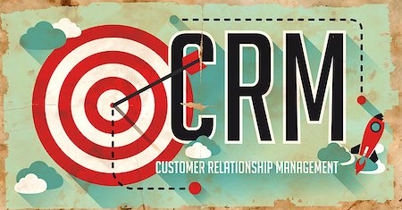 sales data - CRM Concept. Poster on Old Paper in Flat Design with Long Shadows. Stock Photo - Budget Royalty-Free & Subscription, Code: 400-07461894