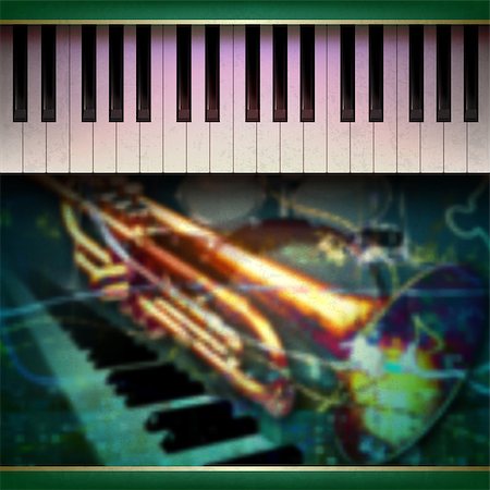simsearch:400-08138524,k - abstract grunge green background with piano and trumpet Photographie de stock - Aubaine LD & Abonnement, Code: 400-07461945