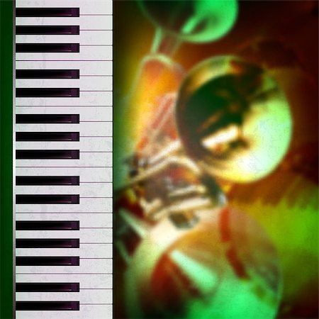 simsearch:400-08138524,k - abstract grunge green background with trumpets and piano Photographie de stock - Aubaine LD & Abonnement, Code: 400-07461946
