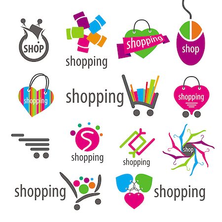 collection of vector logos and shopping discounts basket Stock Photo - Budget Royalty-Free & Subscription, Code: 400-07462374