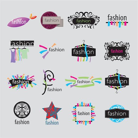 shirt on hanger - collection of vector logos fashion accessories Stock Photo - Budget Royalty-Free & Subscription, Code: 400-07462376