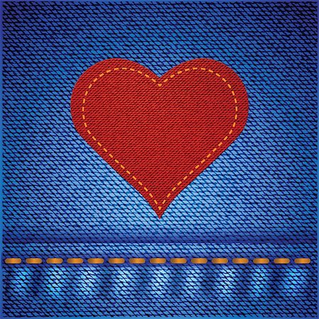 simsearch:400-07261564,k - colorful illustration with red heart on blue jeans background for your design Stock Photo - Budget Royalty-Free & Subscription, Code: 400-07462384