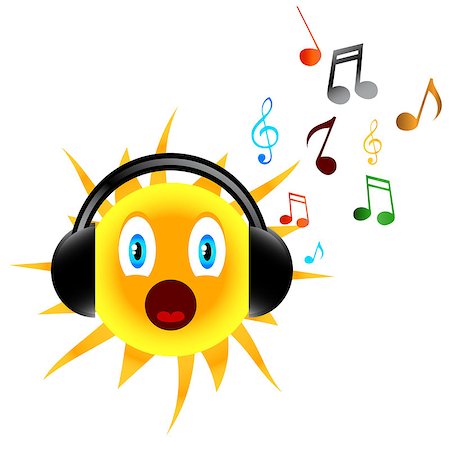 Sun in earphones with music in unique style Stock Photo - Budget Royalty-Free & Subscription, Code: 400-07462407