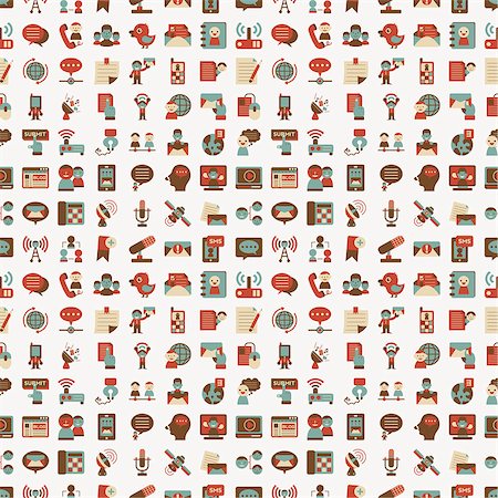 radio and television use of computer - seamless retro flat communication pattern Stock Photo - Budget Royalty-Free & Subscription, Code: 400-07462693
