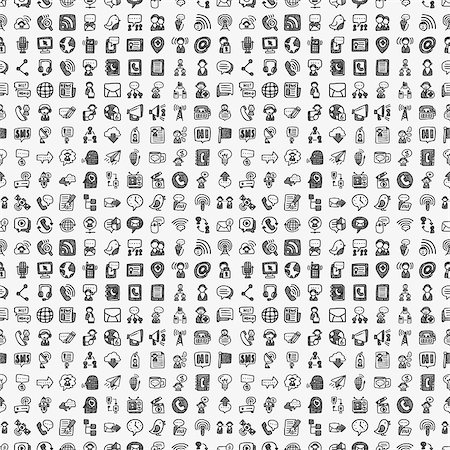 seamless doodle communication pattern Stock Photo - Budget Royalty-Free & Subscription, Code: 400-07462707