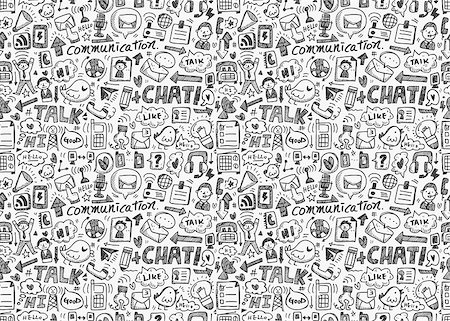 seamless doodle communication pattern Stock Photo - Budget Royalty-Free & Subscription, Code: 400-07462713