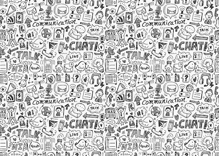 seamless doodle communication pattern Photographie de stock - Aubaine LD & Abonnement, Code: 400-07462713