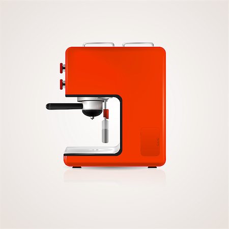simsearch:400-07976610,k - Red modern coffee machine. Isolated vector illustration. Stockbilder - Microstock & Abonnement, Bildnummer: 400-07462778