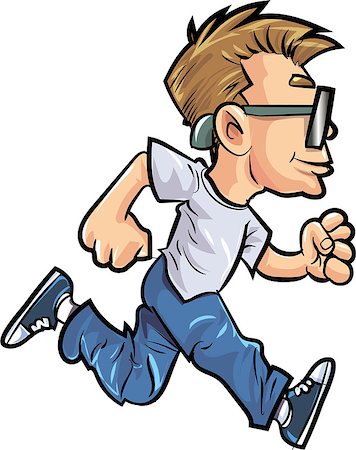 simsearch:400-04752699,k - Cartoon running man with glasses. Isolated Stockbilder - Microstock & Abonnement, Bildnummer: 400-07462772