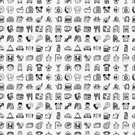 seamless doodle hotel pattern Stock Photo - Budget Royalty-Free & Subscription, Code: 400-07463939