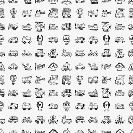 simsearch:400-09137759,k - seamless doodle transport pattern Stock Photo - Budget Royalty-Free & Subscription, Code: 400-07463964