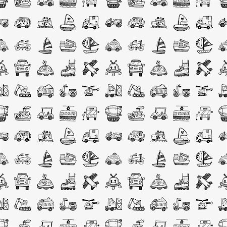 simsearch:400-04220640,k - seamless doodle transport pattern Foto de stock - Royalty-Free Super Valor e Assinatura, Número: 400-07463967