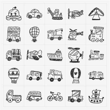 simsearch:400-04220640,k - doodle transport icons set Foto de stock - Royalty-Free Super Valor e Assinatura, Número: 400-07463960