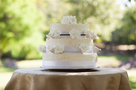 View of a wedding cake on table at the park Stock Photo - Budget Royalty-Free & Subscription, Code: 400-07475360