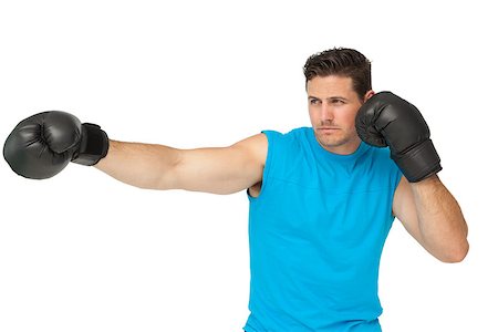 simsearch:400-07143098,k - Determined male boxer focused on his training over white background Stock Photo - Budget Royalty-Free & Subscription, Code: 400-07475594