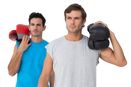 simsearch:400-06876600,k - Portrait of two serious male boxers standing over white background Stock Photo - Budget Royalty-Free & Subscription, Code: 400-07475731