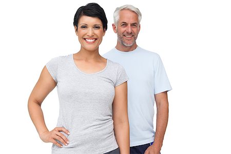 exercise for women over 50 years old - Portrait of a happy fit couple standing over white background Stock Photo - Budget Royalty-Free & Subscription, Code: 400-07476250