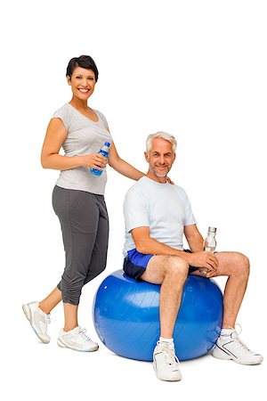 exercise for women over 50 years old - Full length portrait of a happy fit couple over white background Stock Photo - Budget Royalty-Free & Subscription, Code: 400-07476253