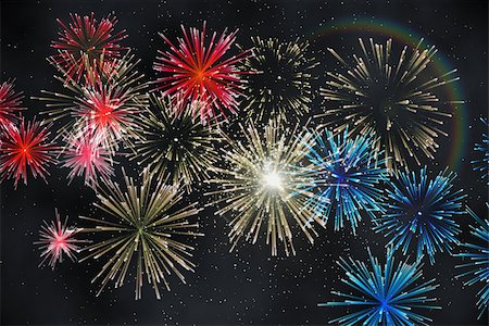 simsearch:400-07477109,k - Digitally generated firework design in red white and blue Stockbilder - Microstock & Abonnement, Bildnummer: 400-07477099