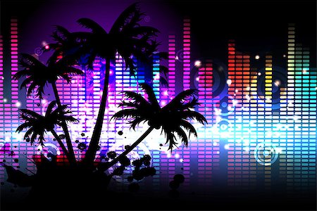 simsearch:400-07477109,k - Digitally generated palm tree background with colorful design Stockbilder - Microstock & Abonnement, Bildnummer: 400-07477175