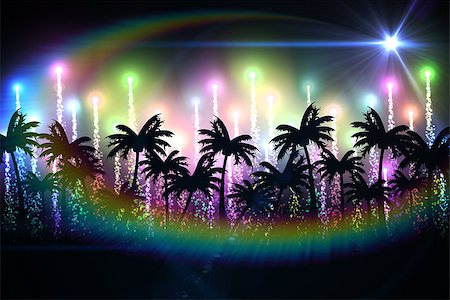 simsearch:400-07477109,k - Digitally generated palm tree background with colourful design Stockbilder - Microstock & Abonnement, Bildnummer: 400-07477172