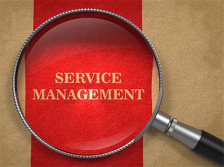 Service Management Concept. Magnifying Glass on Old Paper with Red Vertical Line Background. Foto de stock - Super Valor sin royalties y Suscripción, Código: 400-07477196