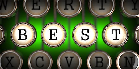 simsearch:400-07505952,k - Best on Old Typewriter's Keys on Green Background. Foto de stock - Super Valor sin royalties y Suscripción, Código: 400-07477257