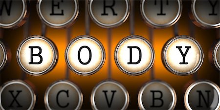 Body on Old Typewriter's Keys on Orange Background. Stock Photo - Budget Royalty-Free & Subscription, Code: 400-07477258