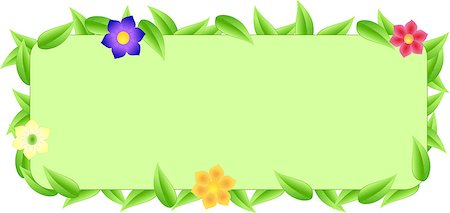 Green border made of leaves and flowers with space text with green background Stock Photo - Budget Royalty-Free & Subscription, Code: 400-07477414