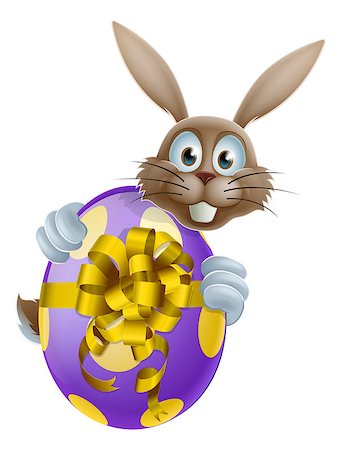simsearch:400-07307426,k - An Easter bunny peeking around a giant chocolate Easter egg Stock Photo - Budget Royalty-Free & Subscription, Code: 400-07477674
